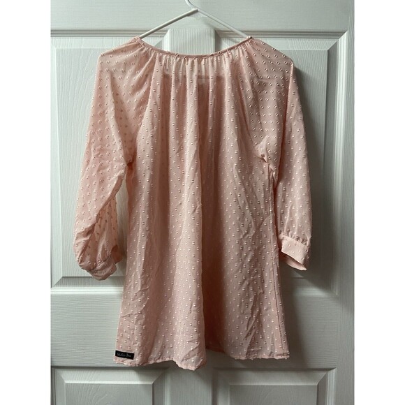 Matilda Jane Top Womens Size Small Light Pink Pop-Over Blouse Nubby 3/4 Sleeved - Picture 2 of 7